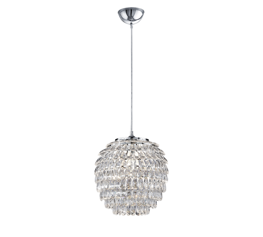 Κρεμαστό Φωτιστικό Χρωμέ 35xH160cm Μονόφωτο 1xE27 Glittering Acrylic Stones Trio Lighting Petty R30451906