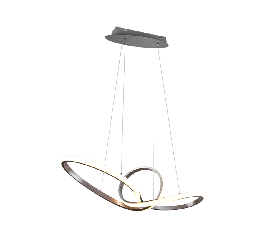 Φωτιστικό Κρεμαστό Νίκελ Ματ 80xH150cm Led 28w 3000K 3200lm Switch Dimmer Trio Lighting Sansa R32751107