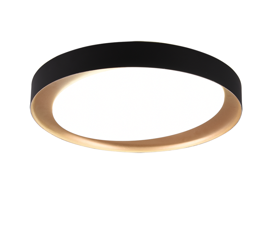 Πλαφονιέρα Οροφής Μαύρo-Χρυσαφί 48xH7cm LED 24w 2700-6000K 2500lm Remote Control Trio Lighting Zeta R62712402