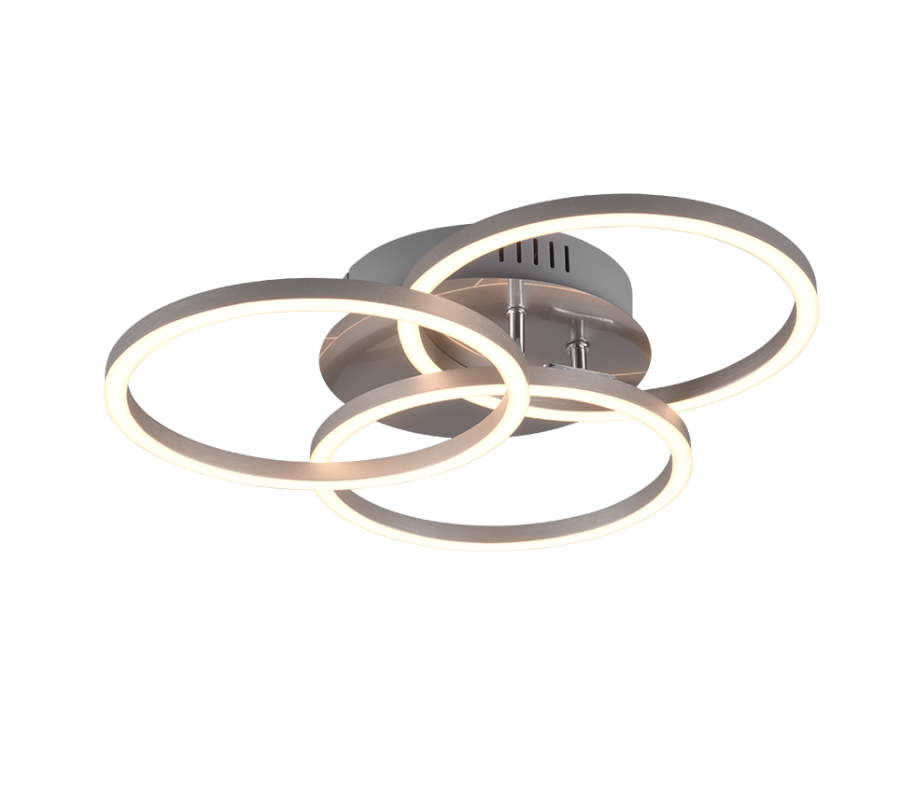 Πλαφονιέρα Οροφής Νίκελ Ματ 43xH9cm LED 27w 2700-6000K 3200lm Remote Control Trio Lighting Circle R62823107