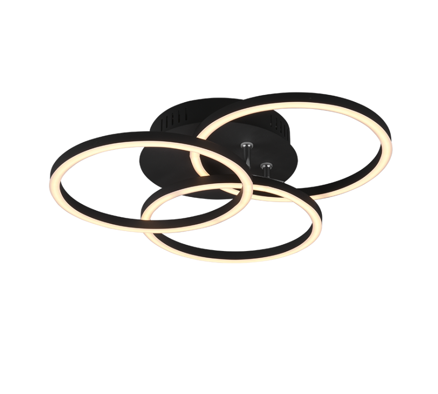 Πλαφονιέρα Οροφής Μαύρο Ματ 43xH9cm LED 27w 2700-6000K 3200lm Remote Control Trio Lighting Circle R62823132