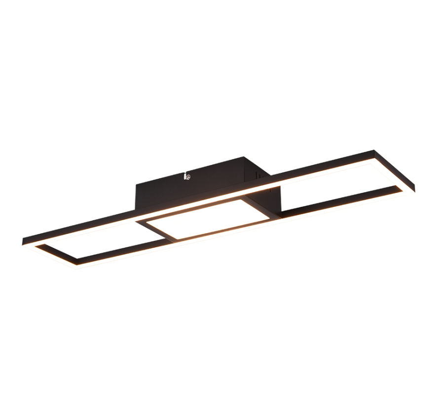 Πλαφονιέρα Οροφής Μαύρο Ματ L60xH6cm LED 22w 2700-6000K 2800lm Remote Control Trio Lighting Rigido R67172132