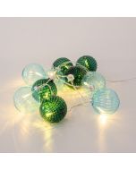 ΣΕΙΡΑ, 10 LED 5mm, ΠΡΑΣΙΝΕΣ ΓΥΑΛΙΝΕΣ ΜΠΑΛΕΣ Φ6cm, 4.5V ΜΕΤΑΣΧΗΜΑΤΙΣΤΗ, ΔΙΑΦΑΝΟ PVC ΚΑΛΩΔΙΟ, ΘΕΡΜΟ ΛΕΥΚΟ LED ΑΝΑ 15cm, ΠΡΟΕΚΤΑΣΗ ΠΑΡΟΧΗΣ 3m, IP44 Eurolamp 600-11249