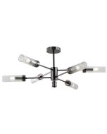 ΦΩΤΙΣΤΙΚΟ ΚΡΕΜΑΣΤΟ ΜΕΤΑΛΛΟ-ΓΥΑΛΙ 6ΦΩΤΟ 6XE14 MAX 8W Φ830X330mm ΜΑΥΡΟ ΧΡΩΜΙΟ ARTE ILLUMINA VINY Eurolamp 144-24033