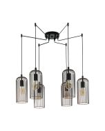 Φωτιστικό Κρεμαστό Εξάφωτο "Χταπόδι" Vintage Ατσάλι Μαύρο-Χάλκινο Eglo Roccamena 49643