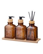 Σετ Δύο Dispenser & Αρωματικό Χώρου με Sticks Γυάλινο/Μπαμπού με δίσκο Amber MRShome  DF-0019004