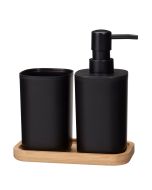 Σετ Μπάνιου από PP 3 Τεμαχίων Black/Natural MRShome  DF-0068000