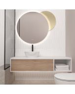 Orabella Drawer with shelf 120 double - Κρεμαστό Έπιπλο Μπάνιου με λευκή ματ επικάλυψη και βάση με συρτάρι από μελαμίνη δικής σας επιλογής (χωρίς καθρέπτη και νιπτήρα) F70210-70230,W-120