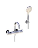 Horus Canopée Contemporary Collection - Complete Set Exposed Thermostatic Wall Bathshower Mixer - Matt Black 60.714-NO