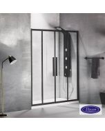 Συρόμενη διπλή πόρτα καμπίνας ντουζιέρας Flow 180 ύψους 195εκ. ρυθμιζόμενη από 177 έως 181εκ. Devon Clean Glass Black Matt SL2F180C-400