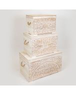 S/3 ΜΠΑΟΥΛΑ ΞΥΛΙΝΑ ΛΕΥΚΑ ΜΕ ΣΧΕΔΙΑ 72x40.5x41cm/ 55.5x33.5x36.5cm/ 47.5x26.5x31cm Eurolamp 752-28013