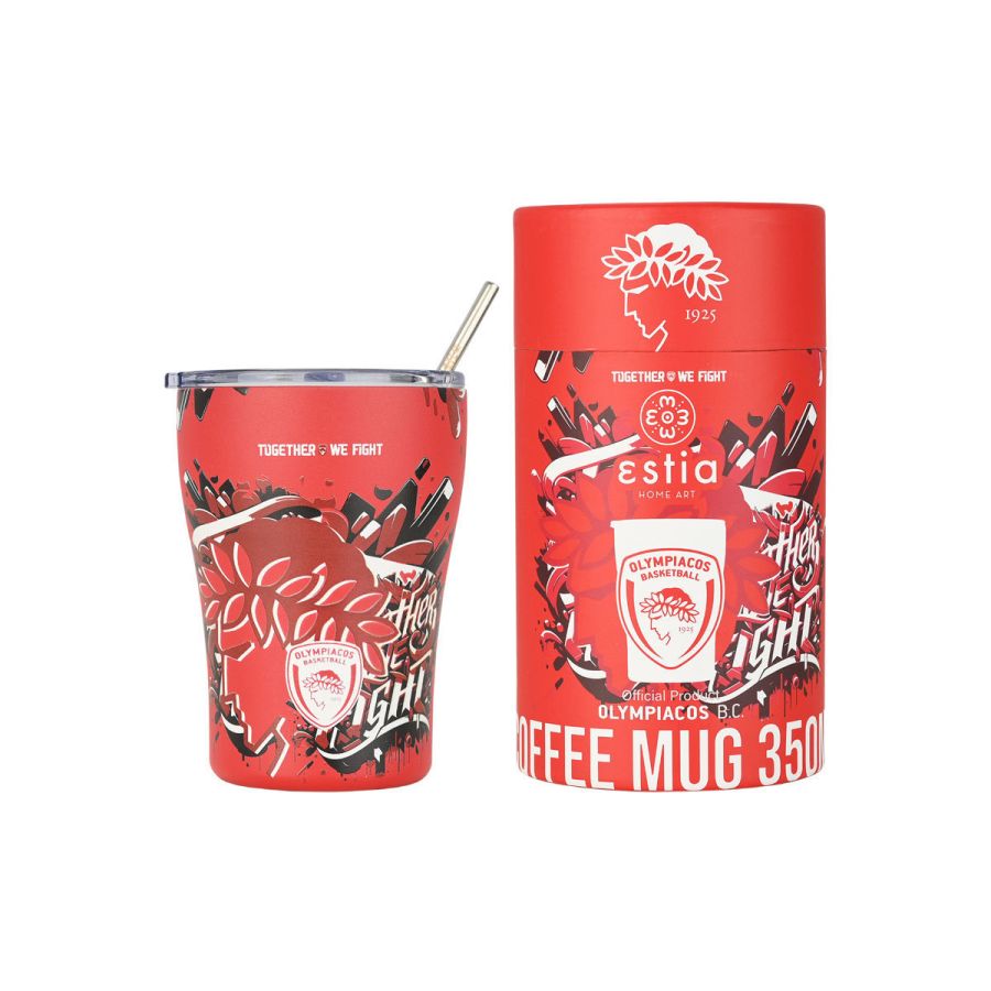 Θερμός Coffee Mug 350ml Estia Home Art Olympiacos BC Edition Together we Fight 00-27223