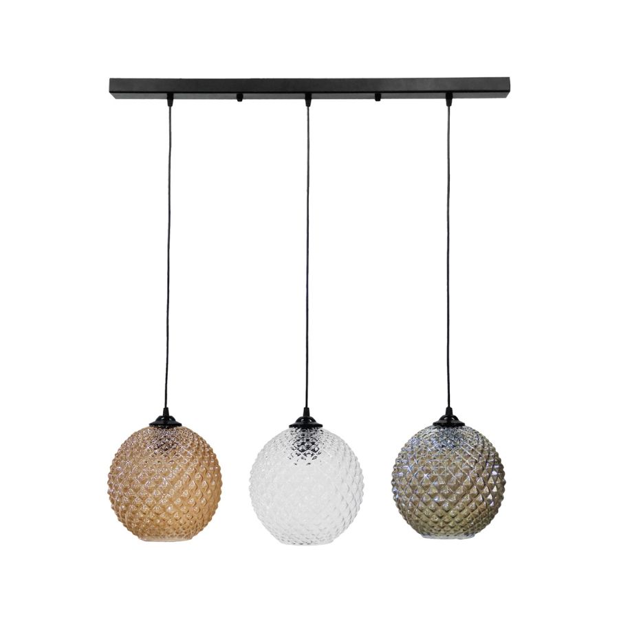 Κρεμαστό φωτιστικό ράγα GL-5010 3/L RAGA TRICOLORE-BLACK ΓΥΑΛΙΝΟ Heronia 02-0468
