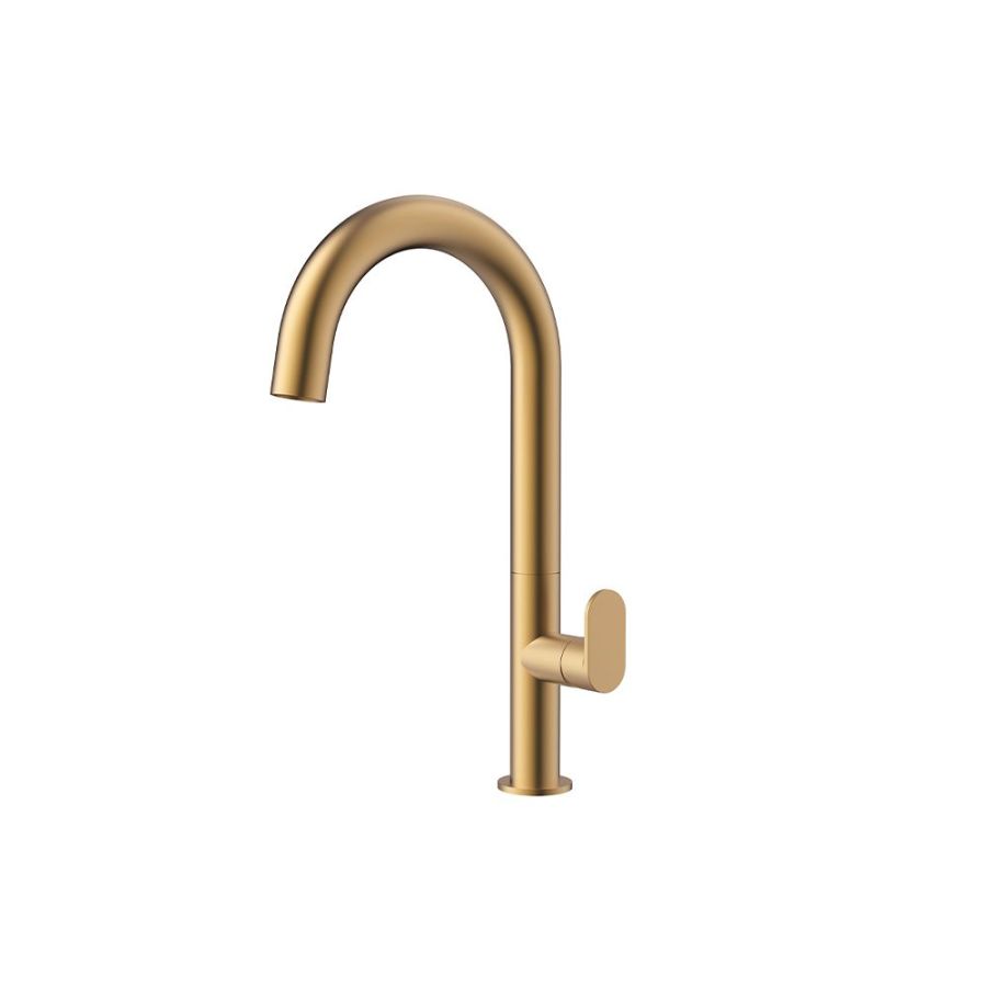 Orabella Oval Brushed gold Ψηλή - Μπαταρία νιπτήρος 10469
