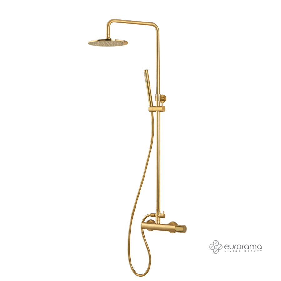 Μπαταρία Ντουζιέρας με Κεφαλή και Κολώνα ρυθμιζόμενου ύψους OSO Brushed Gold 178065-201