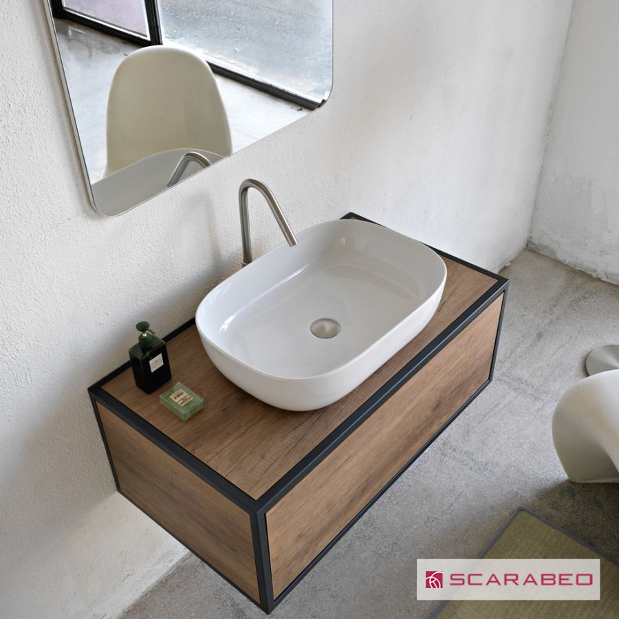 Νιπτήρας Πορσελάνης Glam 56x39 Scarabeo White 1804-300