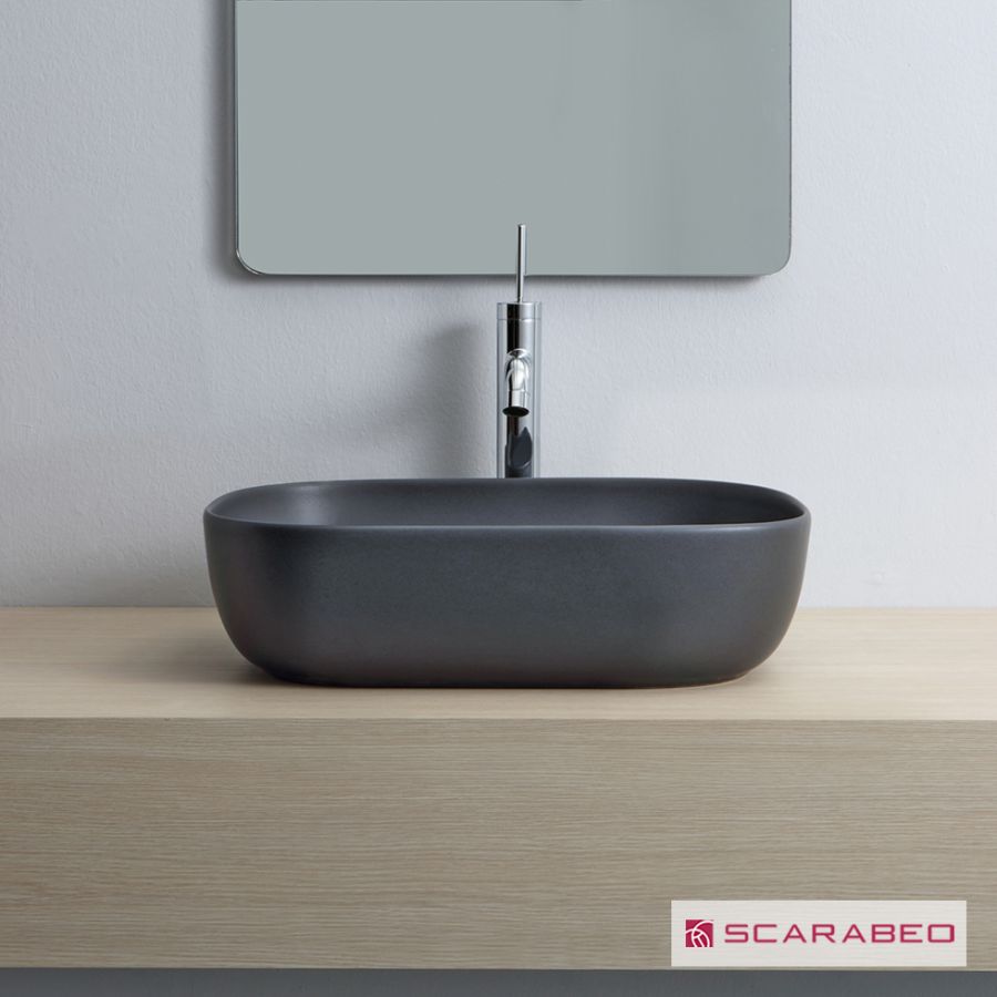 Νιπτήρας Πορσελάνης Glam 56x39 Scarabeo Ardesia (Black Matt) 1804-401