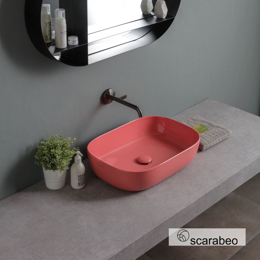 Νιπτήρας Πορσελάνης Glam 56x39 Scarabeo Peach Glossy 1804-820