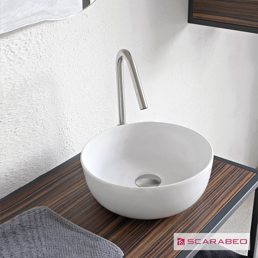 Νιπτήρας Πορσελάνης Glam Φ39 Scarabeo Pearl (White Matt) 1807-301