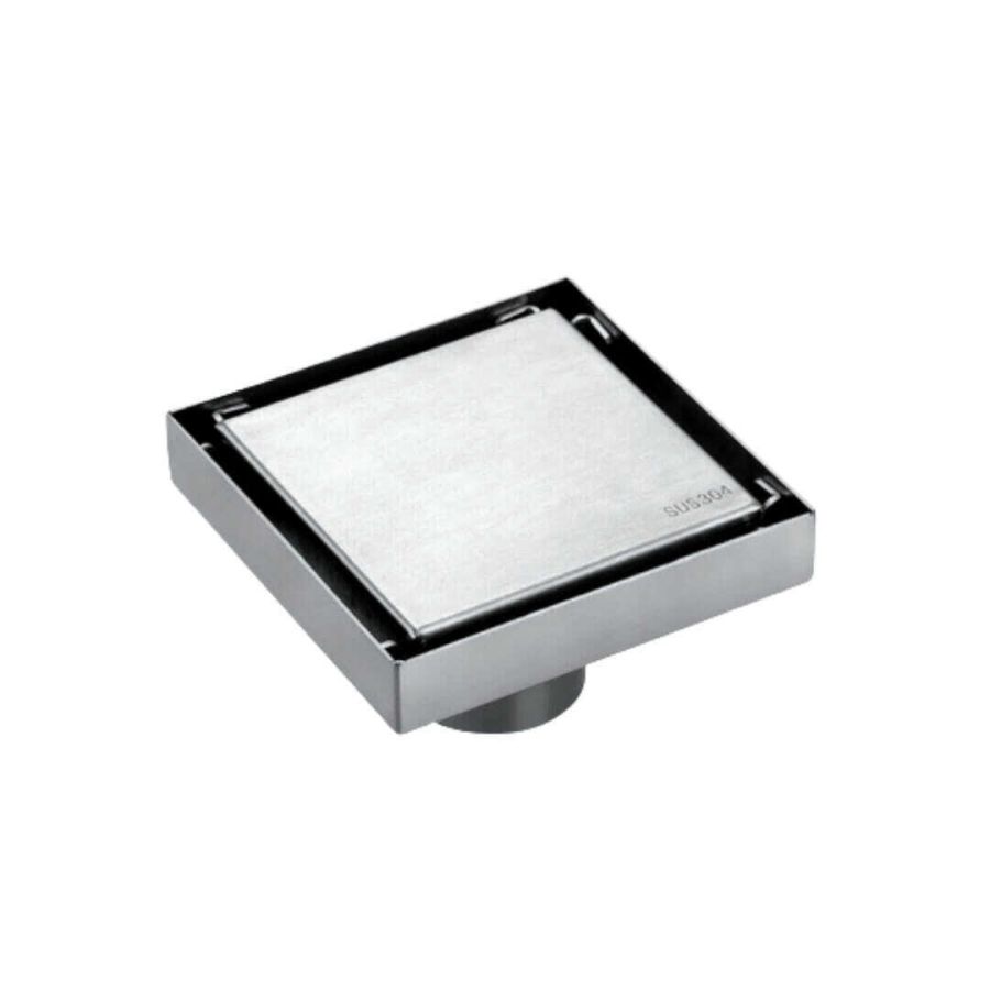 Σχαράκι Μπάνιου Επιγεμιζόμενο INOX 12x12cm Έξοδος Φ100mm Ανοξείδωτο Ατσάλι S.S 304 Domistyle iNOX 23085