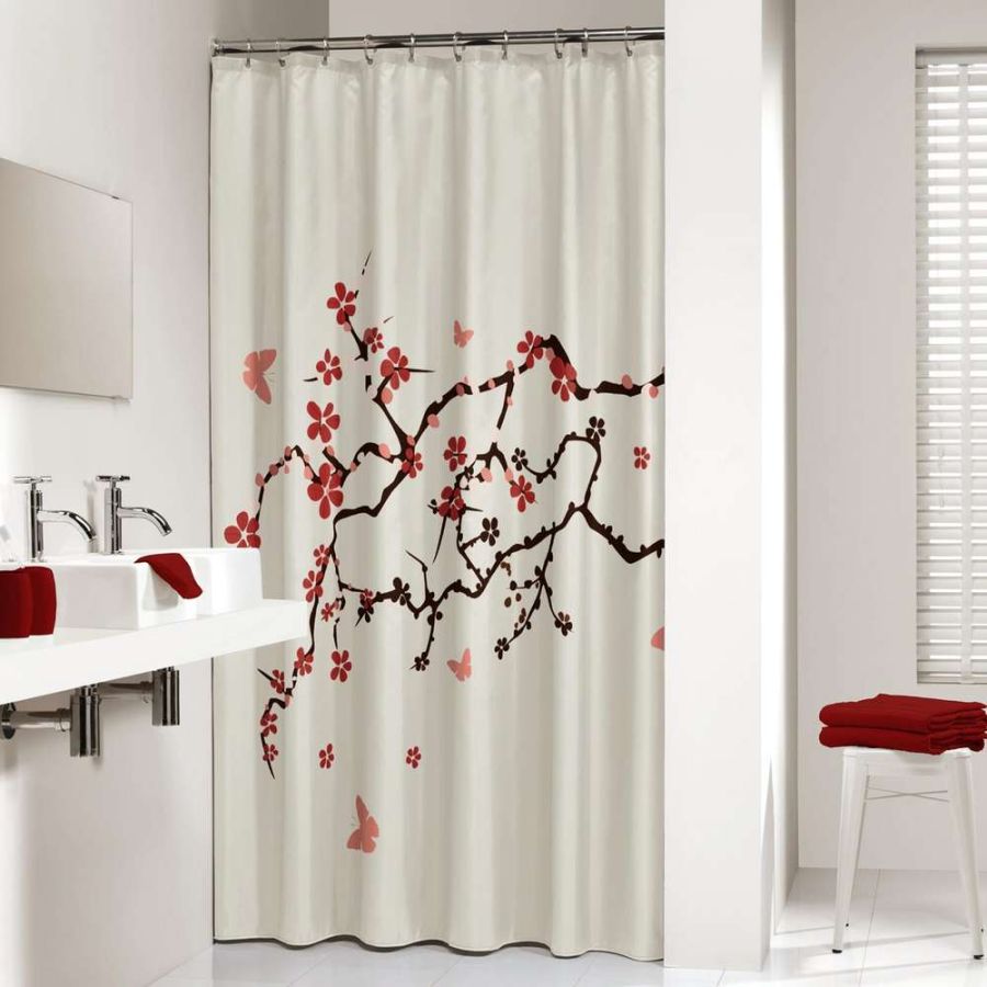 Blossom 180x200 red κουρτίνα μπάνιου υφασμάτινη Sealskin  233451359