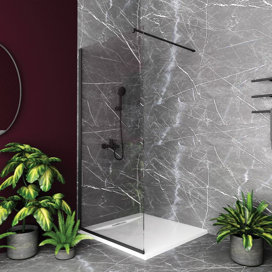 Orabella Serena Black matt H185 60 cm - Καμπίνα ελεύθερης τοποθέτησης με βραχίονα στήριξης τοίχου 30566