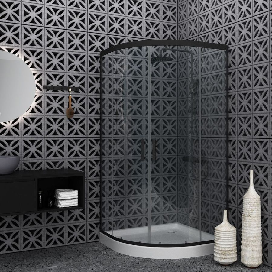 Orabella Vitalia Angolo Easy Fix Black matt H200 90X90 - Καμπίνα Ημικυκλική 30583