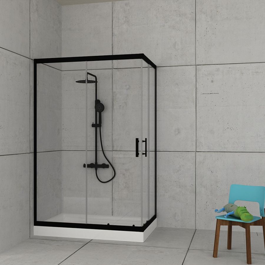 Orabella Stardust Easy Fix H200 Black matt 80X100 - Καμπίνα αντιστρέψιμη, ασύμμετρη 30659