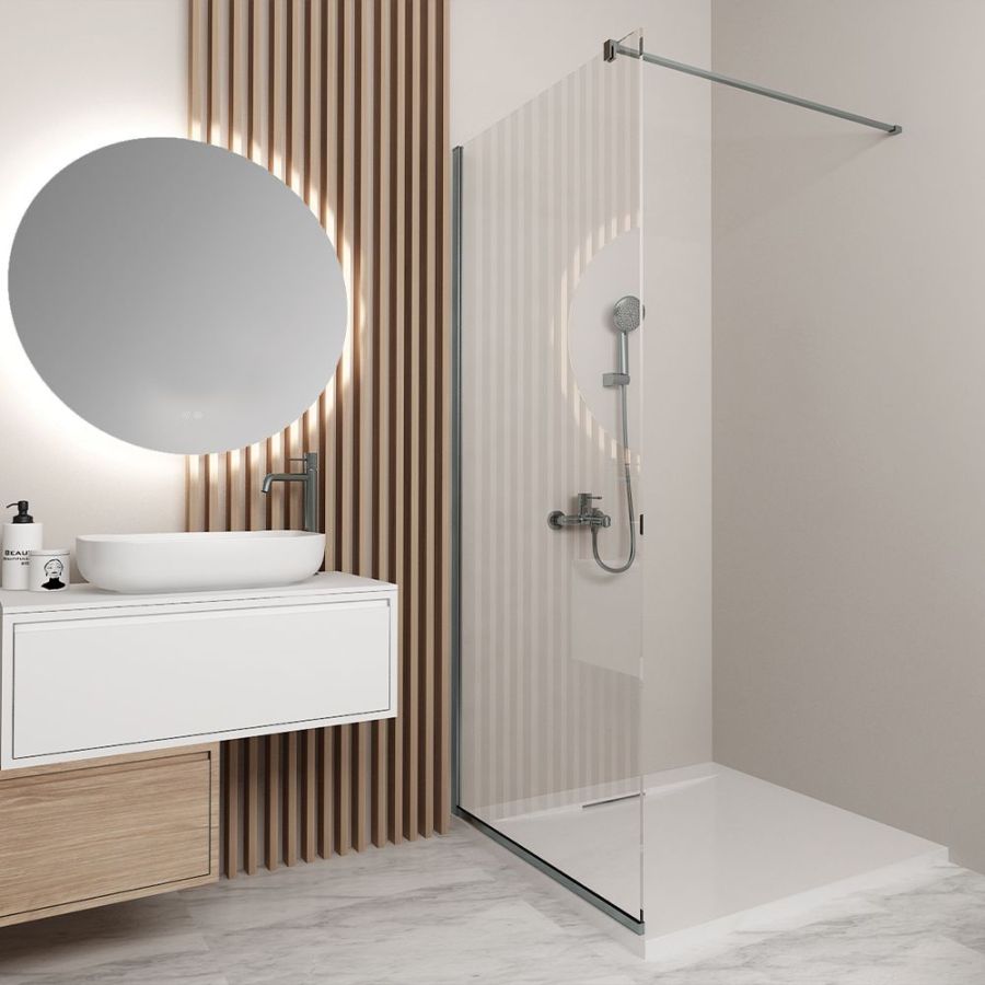 Orabella Serena Gun metal  H200 80 cm - Καμπίνα ελεύθερης τοποθέτησης με βραχίονα στήριξης τοίχου 30797