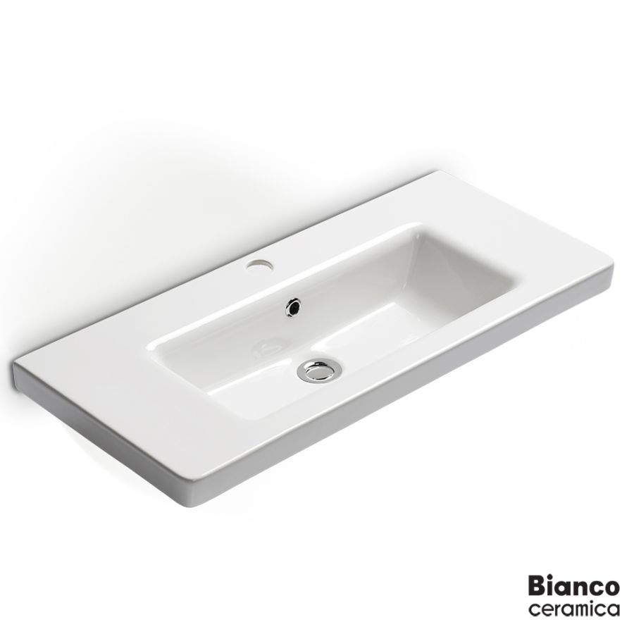 Νιπτήρας Πορσελάνης Urban 80x35 (1 οπή) Bianco Ceramica White 35080-300