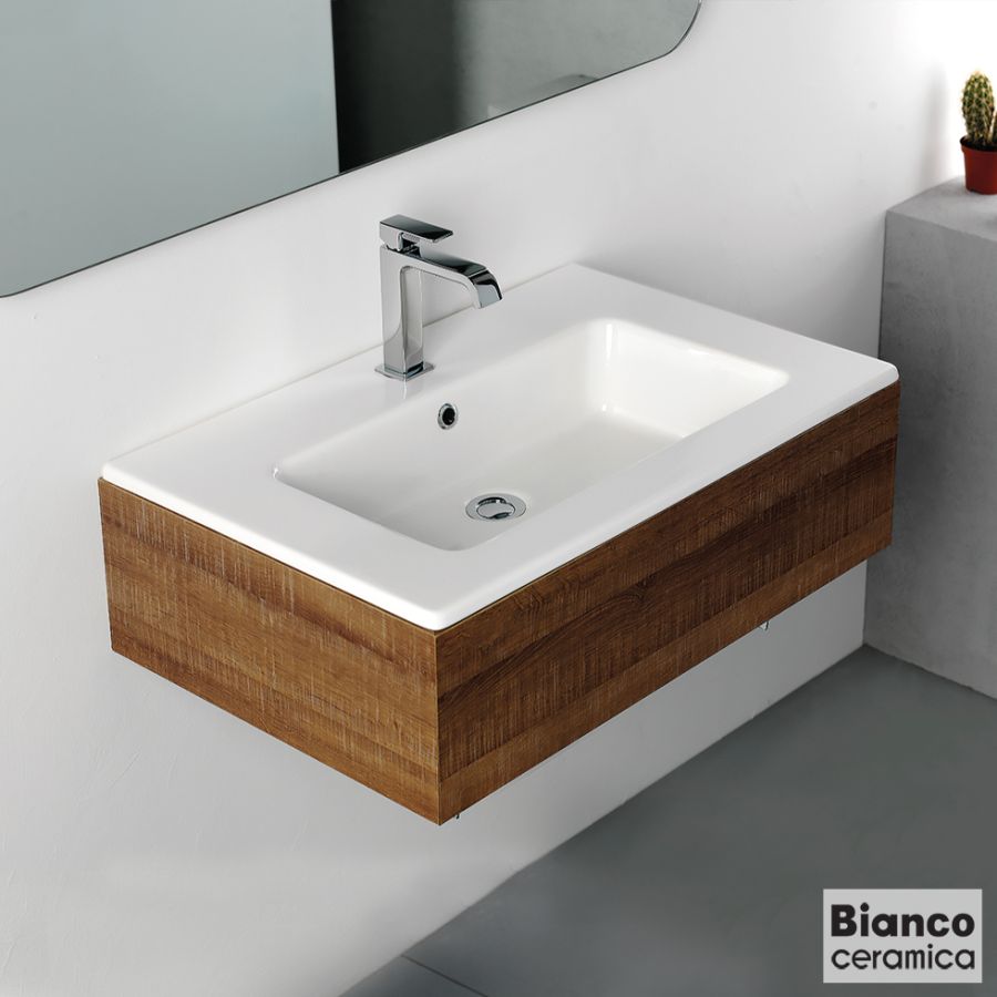 Νιπτήρας Πορσελάνης Flat 71,5x46,5 (1 οπή) Bianco Ceramica White 36070-300
