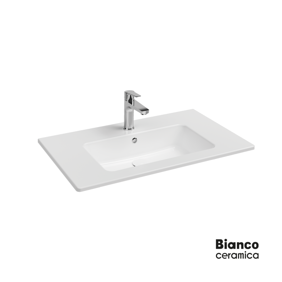 Νιπτήρας Πορσελάνης Flat 81,5x46,5 (1 οπή) Bianco Ceramica White 36080-300