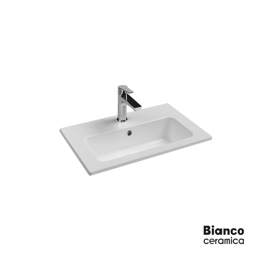 Νιπτήρας Πορσελάνης 60x36 (1 οπή) Bianco Ceramica White 37060-300