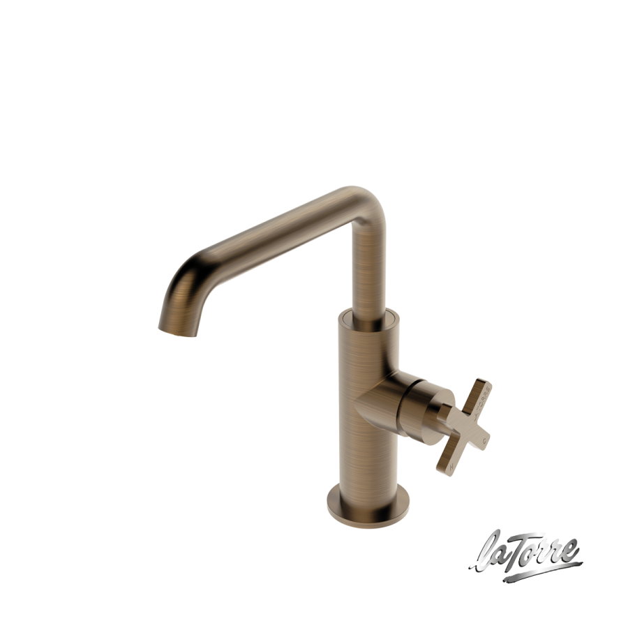 Μπαταρία Νιπτήρα με Βαλβίδα Clic-Clac Εlle Cross La Torre Antique Brass 38020-221