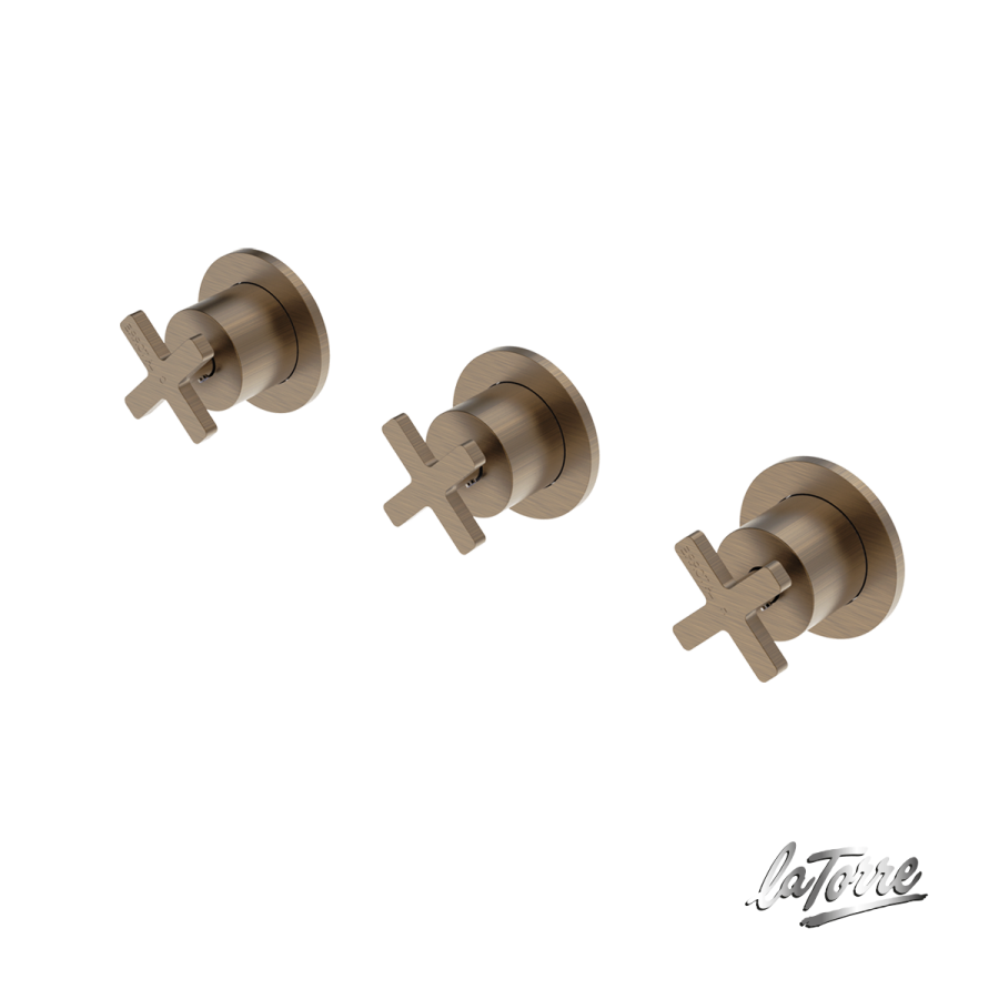 Βαλβίδες Ζεστό-Κρύο με εκτροπέα 3 εξόδων, La Torre Elle Cross Antique Brass 38289-221