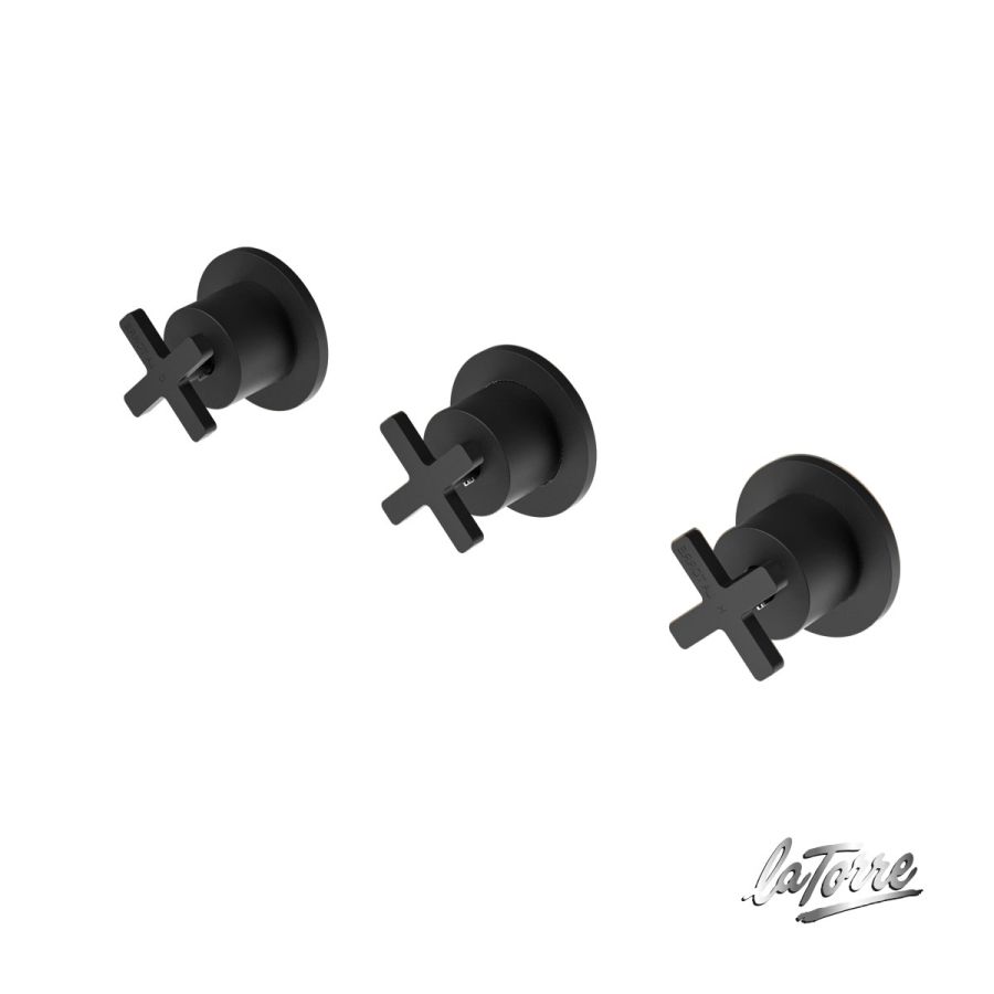 Βαλβίδες Ζεστό-Κρύο με εκτροπέα 3 εξόδων, La Torre Elle Cross Black Matt 38289-400