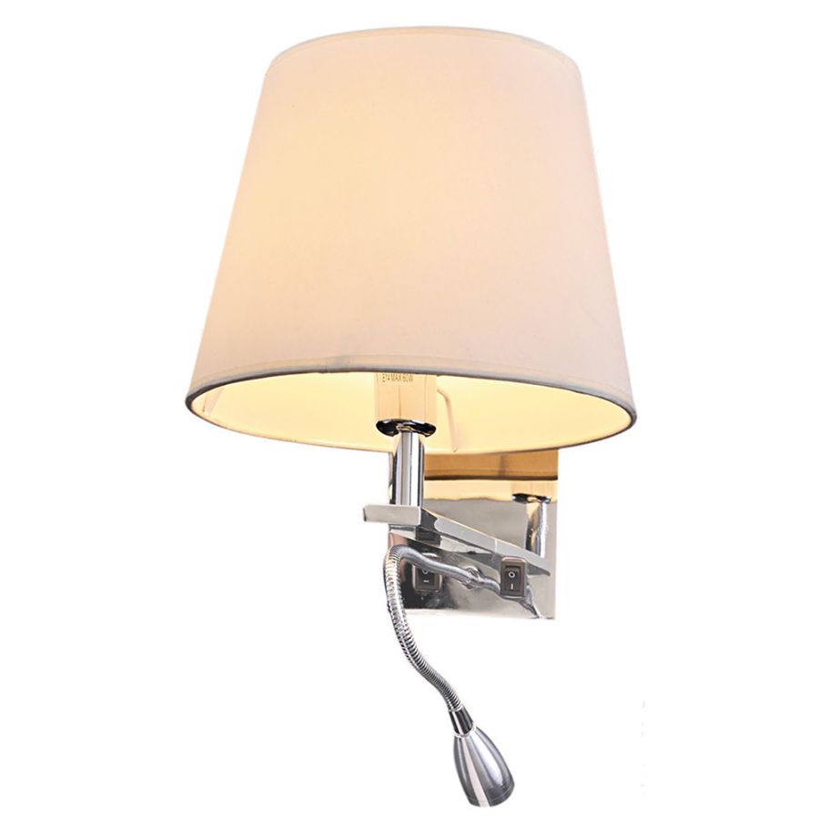 InLight Επιτοίχιο φωτιστικό από μέταλλο σε χρώμιο απόχρωση με σπιράλ και υφασμάτινο καπέλο 43311-Χρώμιο