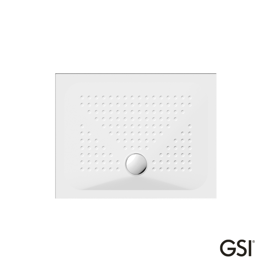 Ντουζιέρα Πορσελάνης Παραλληλόγραμμη 90x70 h.4 (4388) antislip Φ90 GSI White 470907-300