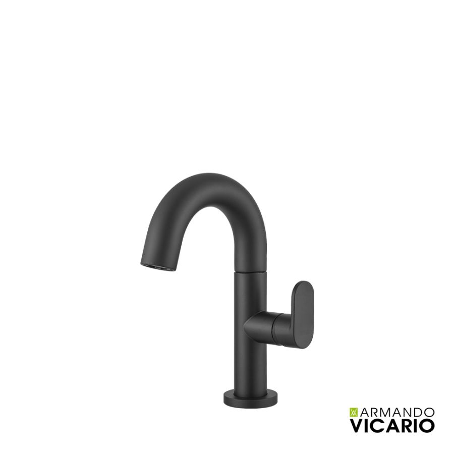 Μπαταρία Νιπτήρα με Βαλβίδα Clic-Clac Slim Vicario Black Matt 500010-400