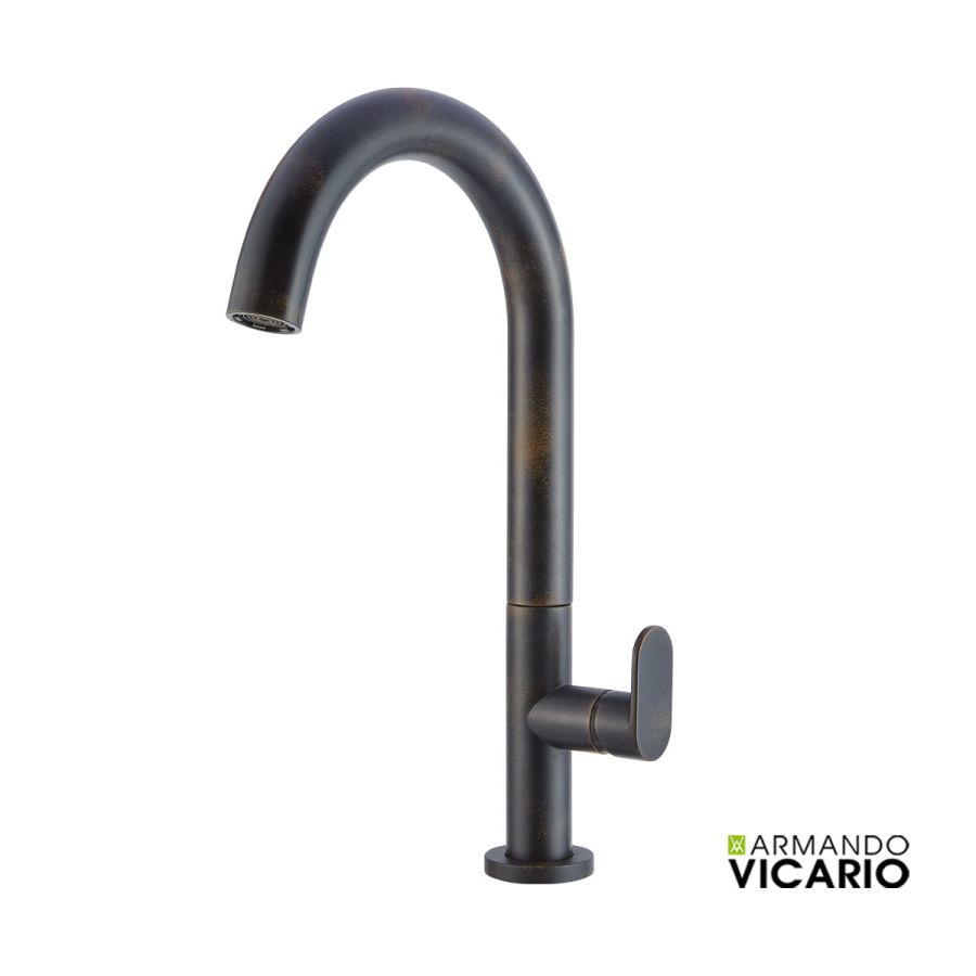 Μπαταρία Νιπτήρα Υψηλή με Βαλβίδα Clic-Clac Slim Vicario Rusty Black 500041-424