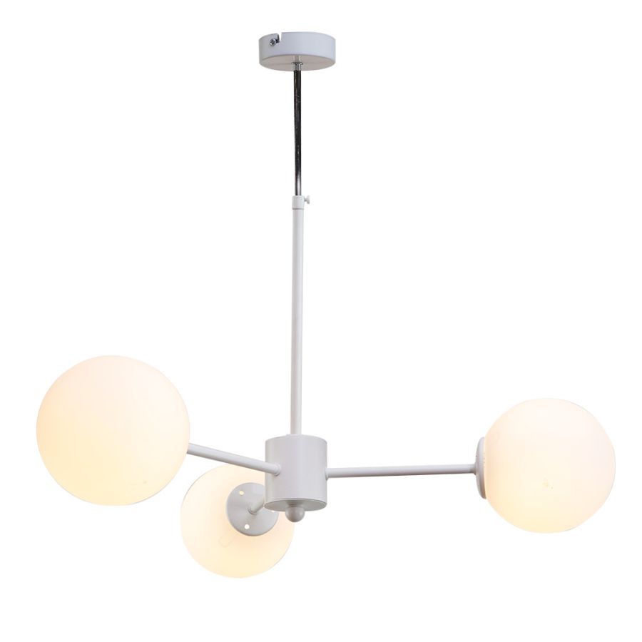 InLight Κρεμαστό φωτιστικό από λευκό μέταλλο και λευκή οπαλίνα 3XG9 D:70cm 5012-3