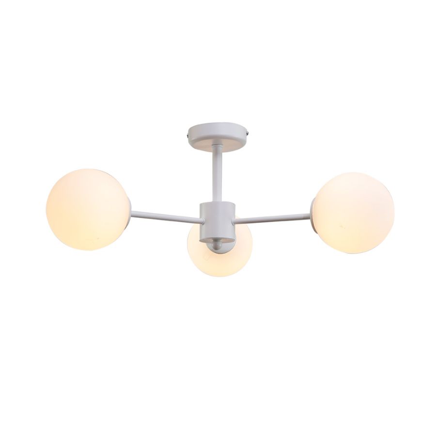 InLight Κρεμαστό φωτιστικό από λευκό μέταλλο και λευκή οπαλίνα 3XG9 D:50cm 5013-3