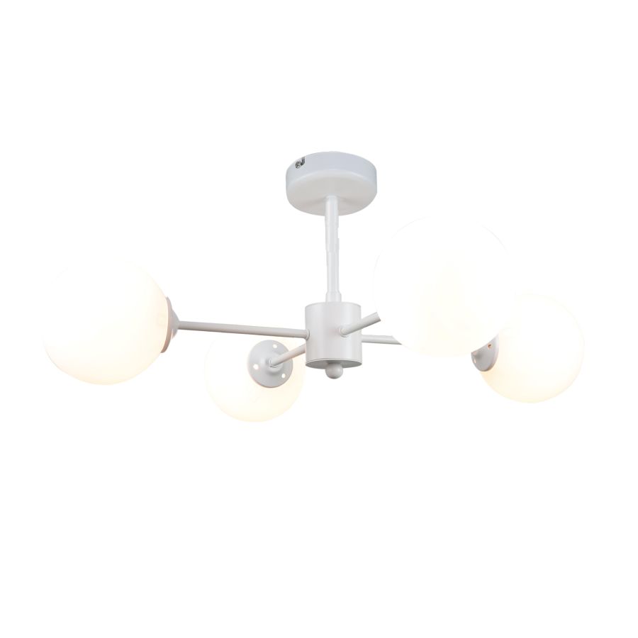 InLight Κρεμαστό φωτιστικό από λευκό μέταλλο και λευκή οπαλίνα 4XG9 D:45cm 5013-4