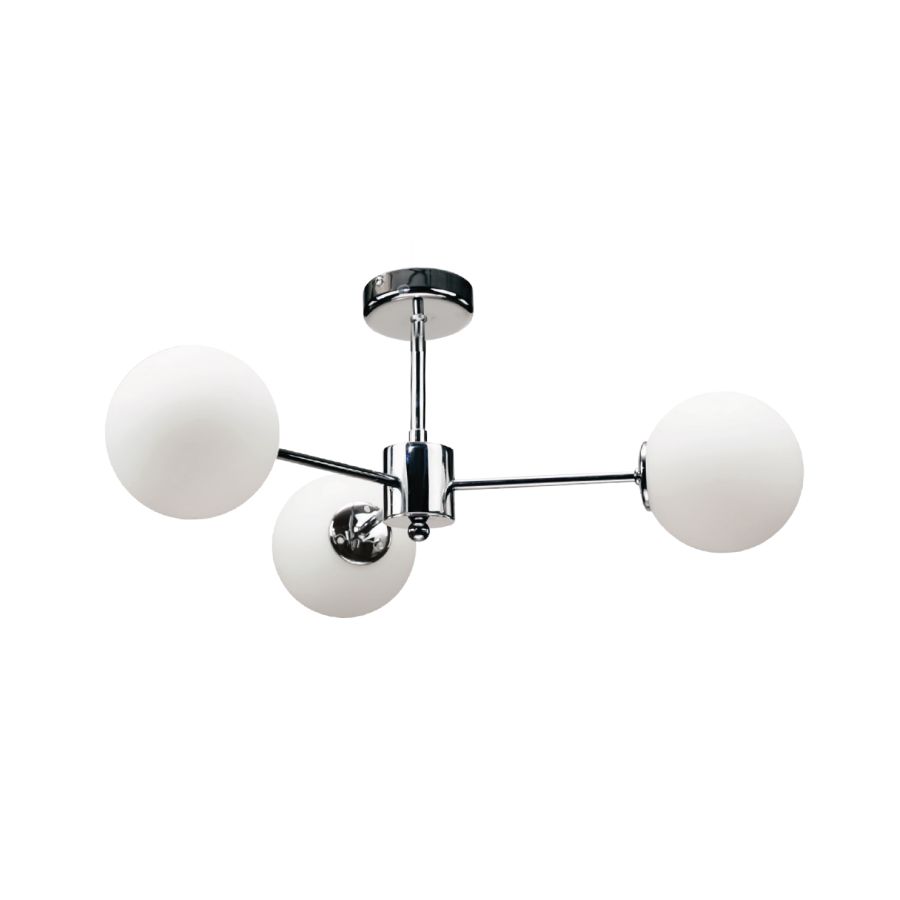 InLight Κρεμαστό φωτιστικό από χρώμιο μέταλλο και λευκή οπαλίνα 3XG9 D:45cm 5014-3