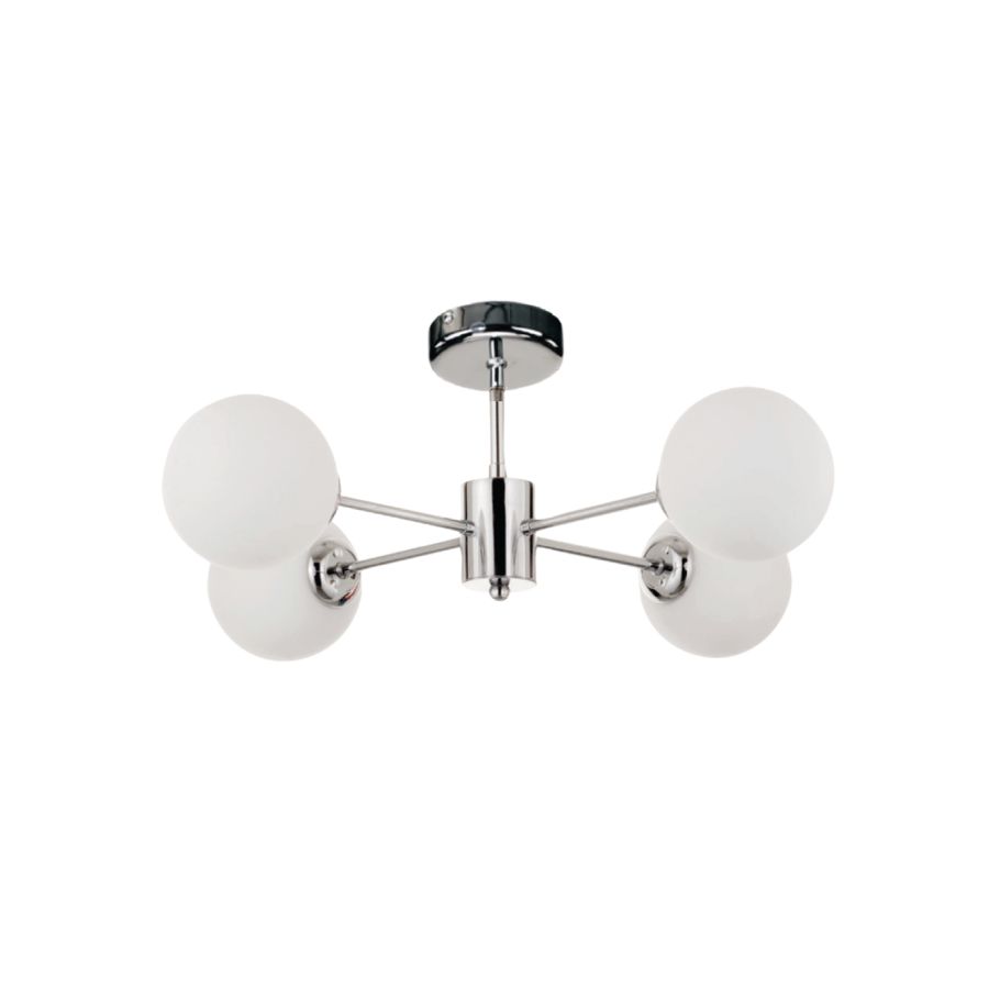 InLight Κρεμαστό φωτιστικό από χρώμιο μέταλλο και λευκή οπαλίνα 4XG9 D:45cm 5014-4