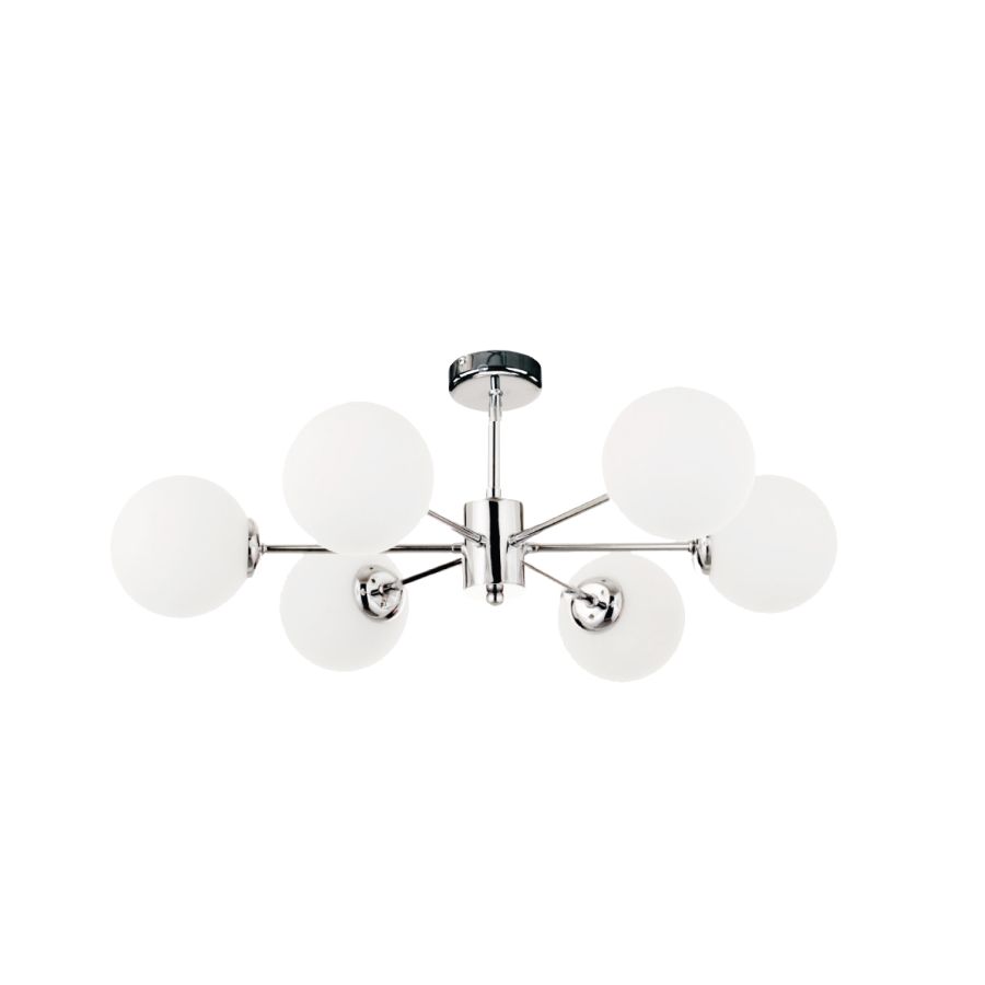 InLight Κρεμαστό φωτιστικό από χρώμιο μέταλλο και λευκή οπαλίνα 6XG9 D:55cm 5014-6