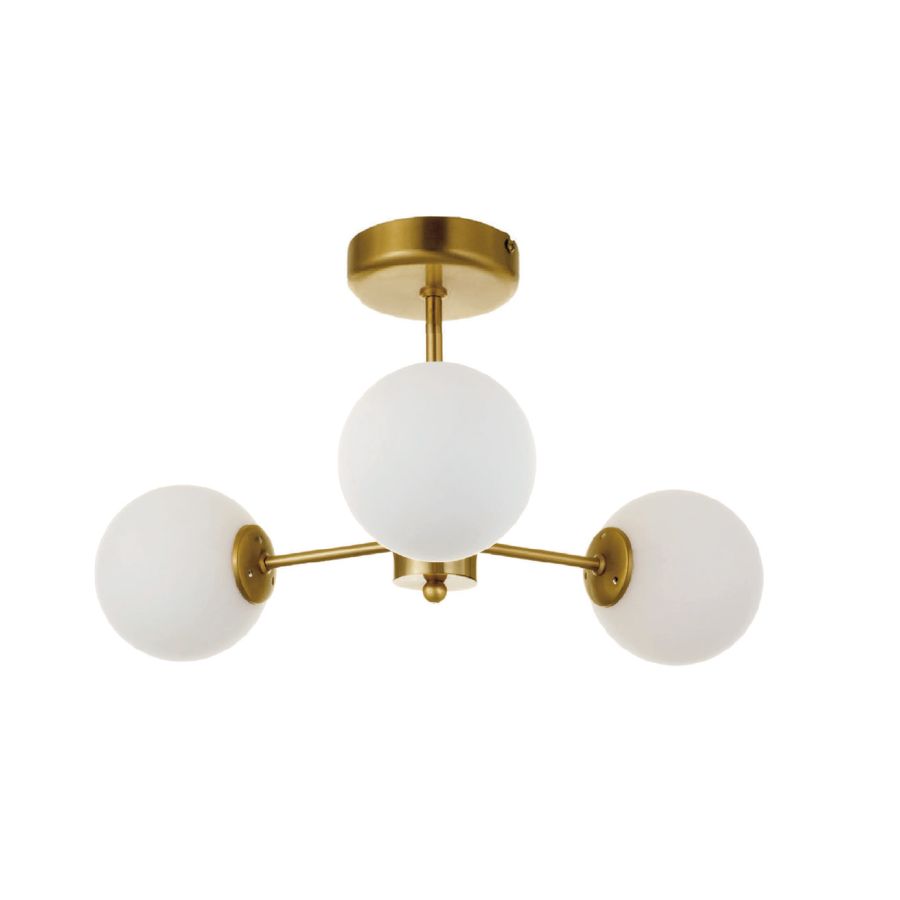 InLight Κρεμαστό φωτιστικό από χρυσό ματ μέταλλο και λευκή οπαλίνα 3XG9 D:45cm 5015-3