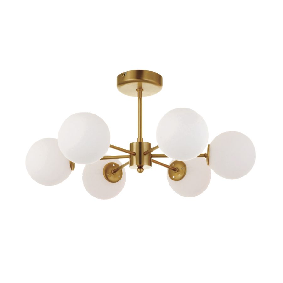 InLight Κρεμαστό φωτιστικό από χρυσό ματ μέταλλο και λευκή οπαλίνα 6XG9 D:55cm 5015-6