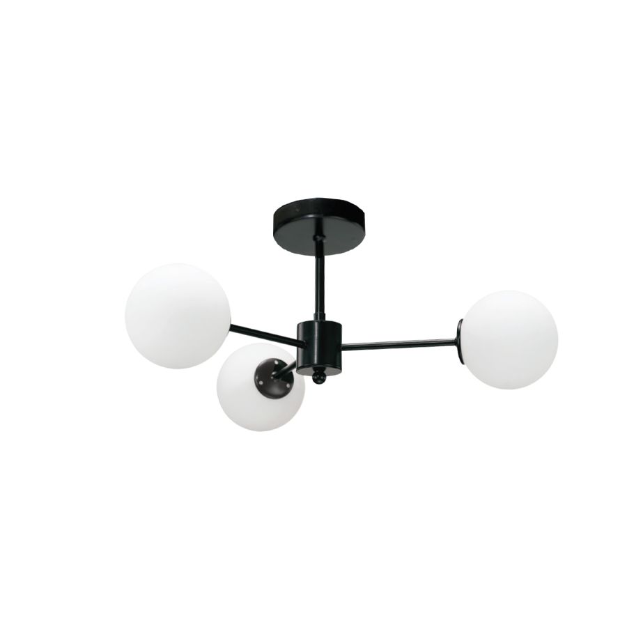 InLight Κρεμαστό φωτιστικό από μαύρο μέταλλο και λευκή οπαλίνα 3XG9 D:45cm 5016-3