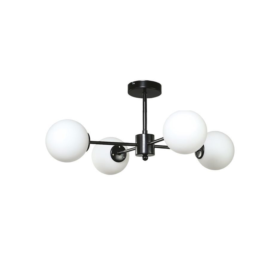 InLight Κρεμαστό φωτιστικό από μαύρο μέταλλο και λευκή οπαλίνα 4XG9 D:50cm 5016-4
